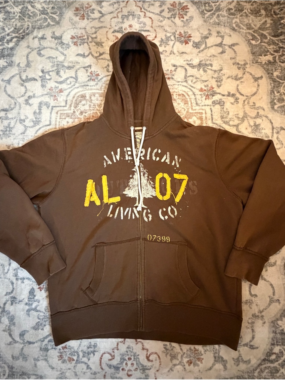 American Living Brown Hoodie with Logo Patch